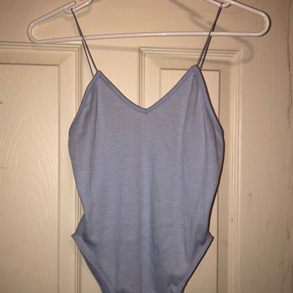 Blue thin strap bodysuit